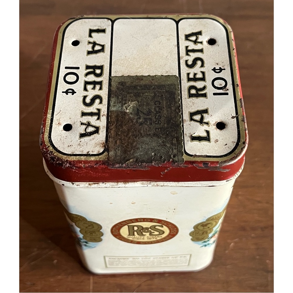 🌹La Resta brand Vintage Rothenberg & Schloss Cigar Tin Box Humidifier Antique🌹 - Picture 8 of 16